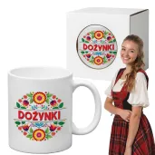 ceramiczny kubek na dozynki gminne ludowe kwiaty dekoracja dla starosty swieto plonow 330 ml