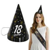 czapeczki urodzinowe 18 urodziny glamour birthday 3 szt