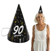 czapeczki urodzinowe 90 urodziny glamour birthday 3 szt