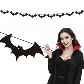 dekoracja do powieszenia na andrzejki halloween baner girlanda papierowa nietoperze czarne 3m