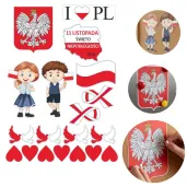 dekoracja kartonowa 11 listopada dzieci z choragiewkami 1 kompl