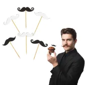 dekoracja muffinek na movember pikery na babeczki wasy szpilki ozdobne czarno biale 6 szt