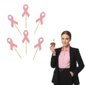 dekoracja muffinek na rozowy pazdziernik pkery wstazka miesiac swiadomosci raka piersi x6