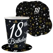 dekoracja na 18 urodziny osiemnastke papierowe podkladki pod kubki 18 glamour czarne 12 szt