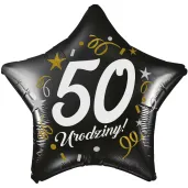 dekoracja na 50 urodziny balon foliowy gwiazda glamour czarny 18 str