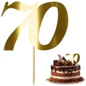 dekoracja na 70 urodziny topper papierowy liczba 70 zloty metallic 18 cm