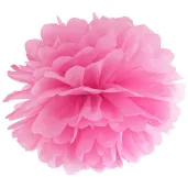 dekoracja na baby shower dla dziewczynki pompon bibulowy rozowy jasny 25 cm