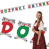 dekoracja na bozynki gminne baner girlanda papierowa kwiaty ludowe