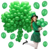 dekoracja na dzien swietego patryka balony zielone lateksowe pastel 10 zestaw 80 szt