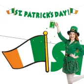 dekoracja na dzien swietego patryka baner girlanda st patricks day irlandzka flaga 2 2m