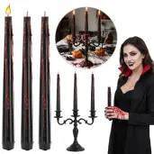 dekoracja na halloween andrzejki czarne swiece rytualne krwawiace krew swieczki 25 cm 3 szt