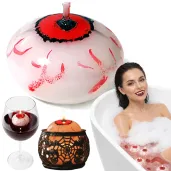 dekoracja na halloween andrzejki swieczka plywajaca krwawe oko galka oczna krew ozdoba sesja 4 cm