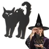 dekoracja na halloween andrzejki zawieszka hdf kot czarownicy czarny 62 x 85 mm