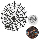 dekoracja na halloween papierowa zawieszka pajeczyna do powieszenia czarna 20 cm