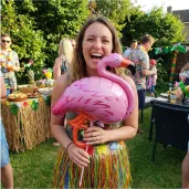 dekoracja na hawajskie party balon foliowy flaming rozowy