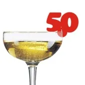 dekoracja na kieliszki urodziny 50 czerwona 10 szt