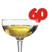 dekoracja na kieliszki urodziny 60 czerwona 10 szt