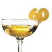 dekoracja na kieliszki urodziny 60 zlota 10 szt
