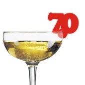 dekoracja na kieliszki urodziny 70 czerwona 10 szt