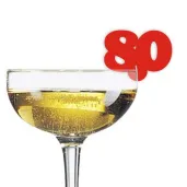 dekoracja na kieliszki urodziny 80 czerwona 10 szt