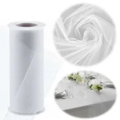 dekoracja na komunie wesele slub chrzest tiul gladki bialy na stol do kwiatow ozdobny 0 15 x 9 m