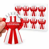dekoracja na marsz swieto niepodleglosci 11 listopada kotylion naklejka polska flaga 11 xi x8