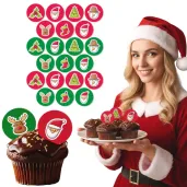 dekoracja na muffinki babeczki i ciasta oplatki boze narodzenie bajeczne swieta 21 szt