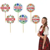 dekoracja na muffinki kielbaski ciasto pikery dozynki kwiaty ludowe swieto plonow 6 szt