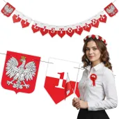 dekoracja na swieto niepodleglosci 11 listopada baner flagi polska z godlem bialo czerwony 2 3 m