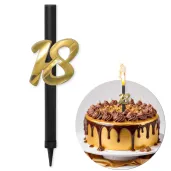 dekoracja na tort na 18 urodziny fontanna tortowa raca lustrzana liczba 18 czarno zlota 18 cm