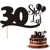 dekoracja na tort topper 30 urodziny czarny 17 cm