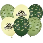 dekoracja na urodziny balony lateksowe jurassic world zielono zolte do girland 12 6 szt
