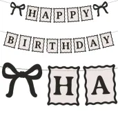 dekoracja na urodziny baner girlanda happy birthday kokardki 100 cm