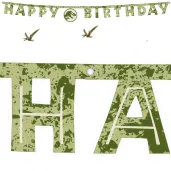 dekoracja na urodziny baner girlanda papierowa jurassic world happy birthday zielony 1 65 m