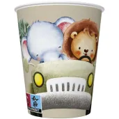 dekoracja na urodziny zastawa jednorazowa kubeczki papierowe zwierzeta safari 250 ml x8