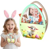 dekoracja opakowanie na slodycze prezent drewniany koszyk wielkanocny baranek i pisanki