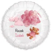 dekoracja prezent na roczek dziewczynki 1 urodziny personalizowany balon foliowy rozowy mis imie