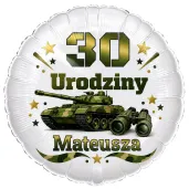 dekoracja prezent na urodziny balon foliowy z imieniem zolnierz czolg personalizacja militaria