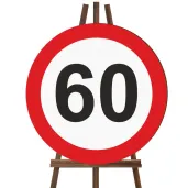 dekoracja sali na 60 urodziny tablica powitalna znak zakazu liczba 60 traffic birthday