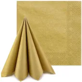 dekoracja stolu na slub wesele 18 30 40 50 urodziny serwetki papierowe zlote metaliczne 33 cm x20