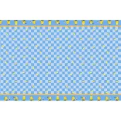 dekoracja stolu na urodziny papierowy obrus w motywie minionkow niebiesko zolty 180x120 cm