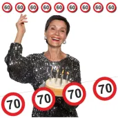 dekoracja wiszaca na 70 urodziny baner girlanda liczba 70 traffic birthday znak zakazu
