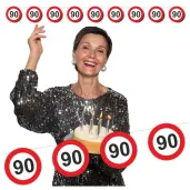 dekoracja wiszaca na 90 urodziny baner girlanda liczba 90 traffic birthday znak zakazu