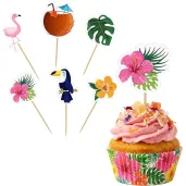 dekoracje do muffinek babeczek na hawajskie party pikery hello aloha mix 6 szt