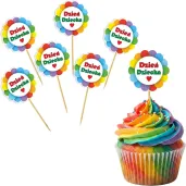 dekoracje do muffinek babeczek pikery szpilki teczowy dzien dziecka x6