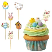 dekoracje do muffinek babeczek swieconki na wielkanoc pikery wielkanocna radosc 6 szt