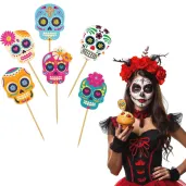 dekoracje do muffinek przekasek na dia de los muertos halloween pikery szpilki czaszki x6