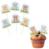 dekoracje do muffinek przekasek na dzien pluszowego misia pikery mis i pastelki mix 6 szt