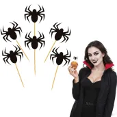 dekoracje do muffinek przekasek na halloween pikery szpilki pajaki czarne ozdoby 6 szt
