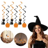 dekoracje do powieszenia na andrzejki swiderki wiszace czarny kot i kociol czarownicy 6 szt